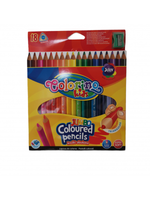 Colorino pastelky trojhranné 18 farieb JUMBO 17,5cm + strúhadlo
